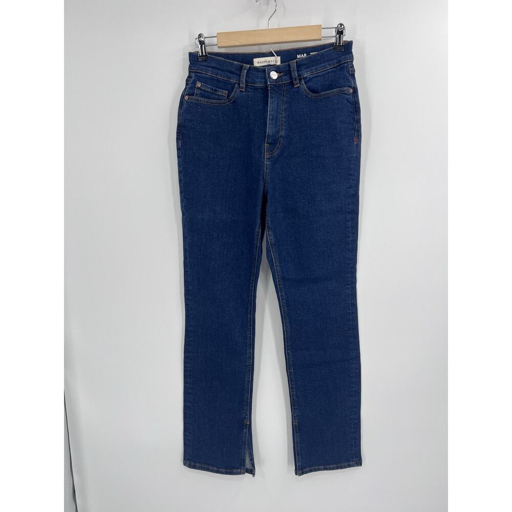 Warp + Weft Maraba Slim Straight Split Ankle Jeans 4/27 Dark Wash